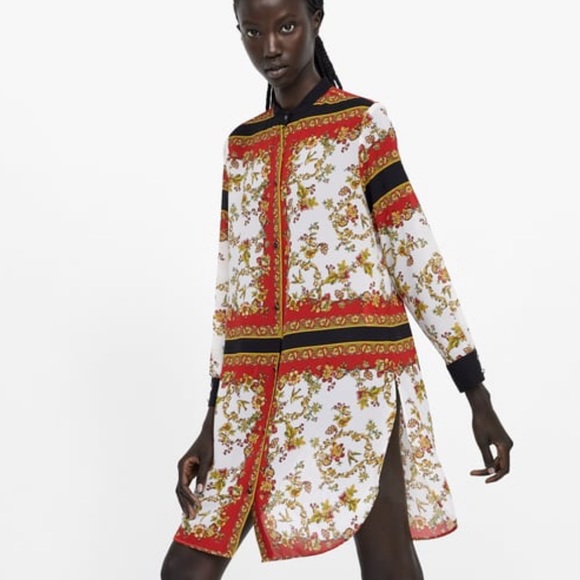 ZARA PRINTED SHIRT DRESS BLOGGERS FAVE - Picture 3 of 4